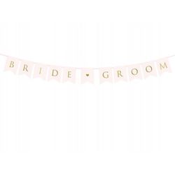 Banner papírový Bride Groom, sv. růžový - 15 x 155 cm