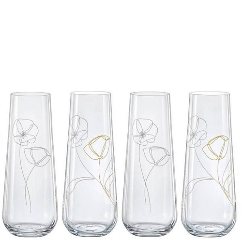 Crystalex Sklenice na prosecco FLOWERS 250 ml, 4 ks
