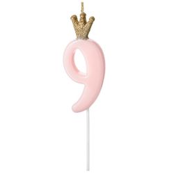 SVÍČKA narozeninová číslo 9, světle růžová, 9,5 cm