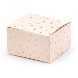 Krabičky světle růžové, zlaté tečky 6x3,5x5,5cm 10 ks