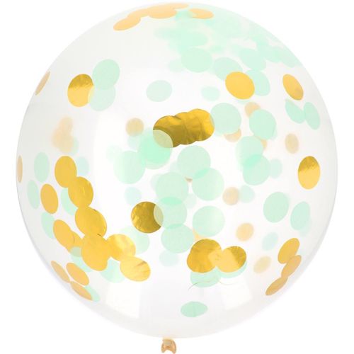 BALÓNEK latexový s konfetami Gold & Mint 61 cm