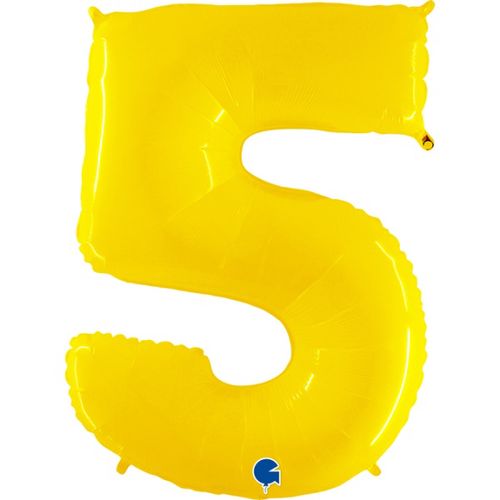 Balónek fóliový číslice 5 žlutá 102 cm