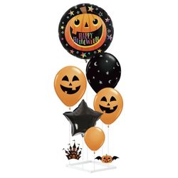 Set balónků se stojanem Halloween dýně 6 ks