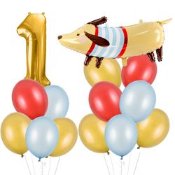 Balónkový set 1. narozeniny s číslovkou a jezevčíkem + 12 balónků 30 cm