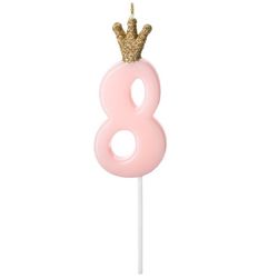 SVÍČKA narozeninová číslo 8, světle růžová, 9,5 cm