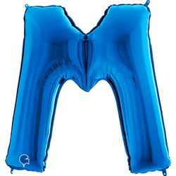 Balónek fóliový písmeno modré M 102 cm