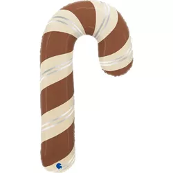 Balónek fóliový vánoční hůlka hnědá 89 cm