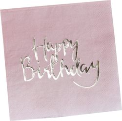 UBROUSKY papírové Ombre růžové Happy Birthday 33x33cm 20ks