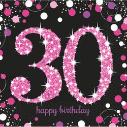 UBROUSKY papírové  Sparkling pink narozeniny  "30" 33x33 cm 16ks