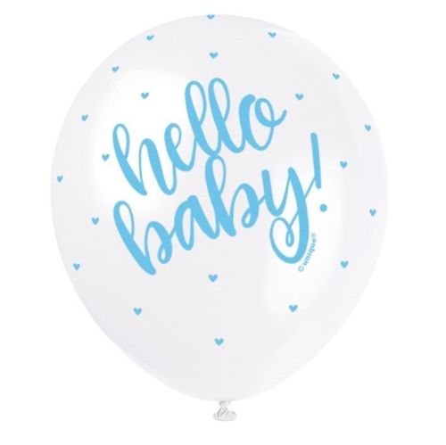 BALÓNKY latexové Hello Baby modré 30cm 5ks