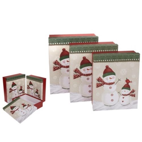 SET dárkových boxů Sněhuláci 36,2x29,5x11cm 3ks