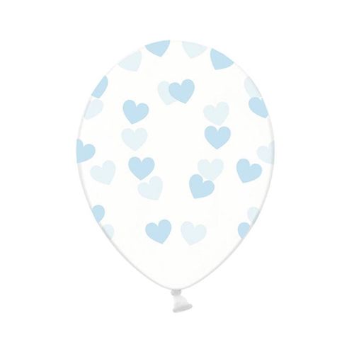 Balónek s potiskem transparent srdce modré 1 ks
