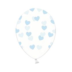 Balónek s potiskem transparent srdce modré 1 ks