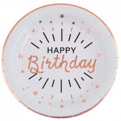 Talíře papírové Happy Birthday Sparkling Rose Gold 22,5 cm 10 ks