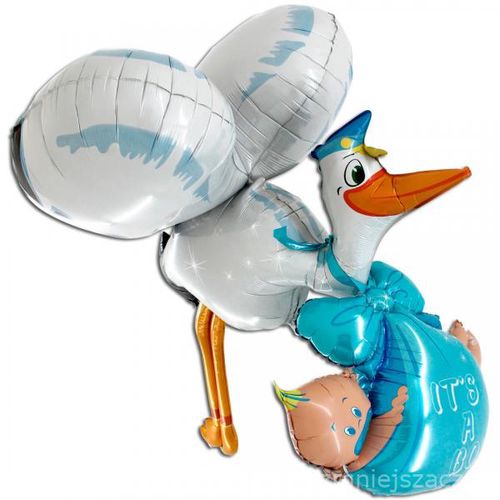 Balónek fóliový Airwalker Čáp modrý 125 x 177 x 66 cm