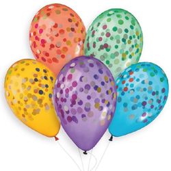 Balónky pastelové s potiskem, konfety krystalové 50 ks