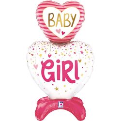 Balónek fóliový samostojný Baby Girl Srdce 71 cm
