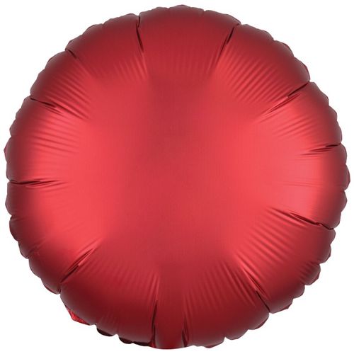 Balónek fóliový saténový kruh sytě červený 43 cm