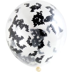 Balónky latexové transparentní s konfetami Netopýři 30 cm 4 ks
