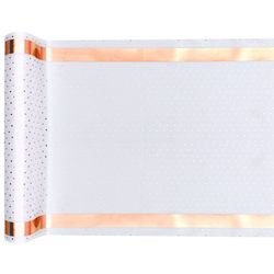 Šerpa stolová bílá se zlatým okrajem a puntíky 28 cm x 3 m