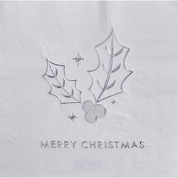 Ubrousky papírové Cesmína Merry Christmas stříbrná 12,5 x 12,5 cm 16 ks