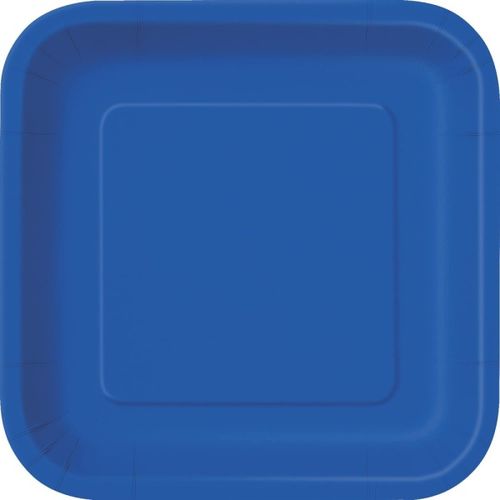 TALÍŘE papírové royal blue čtverec 14ks 23cm