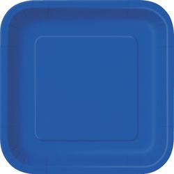 TALÍŘE papírové royal blue čtverec 14ks 23cm