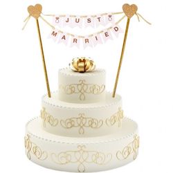 Zápich na dort svatební zlatý Just Married 25 cm