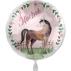 Balónek fóliový Šťastné narodeniny Koník 43 cm