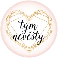 Placka Tým nevěsty Srdce Rose gold  5,5 cm