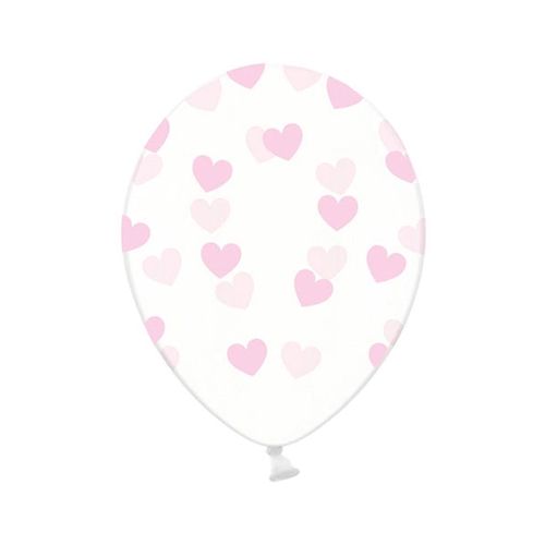 Balónek s potiskem transparent srdce růžové 1ks
