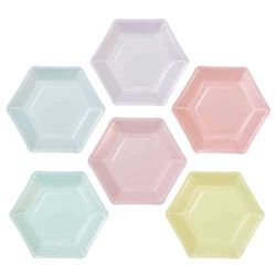 TALÍŘKY papírové Hexagon pastelový mix 16,5x19cm 12ks