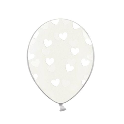 Balónek s potiskem transparent srdce bílé 1 ks