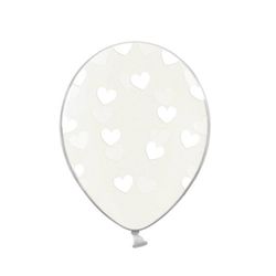Balónek s potiskem transparent srdce bílé 1 ks