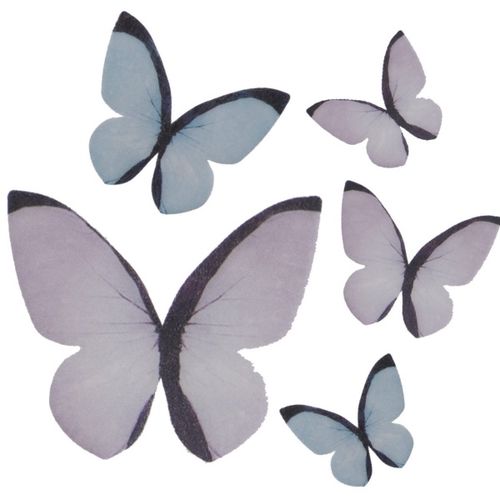 Dekorace na dort z jedlého papíru Motýlci pastel 3-6 cm 79 ks