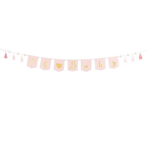 Girlanda papírová Oh Baby s třásněmi světle růžová 2,5 m