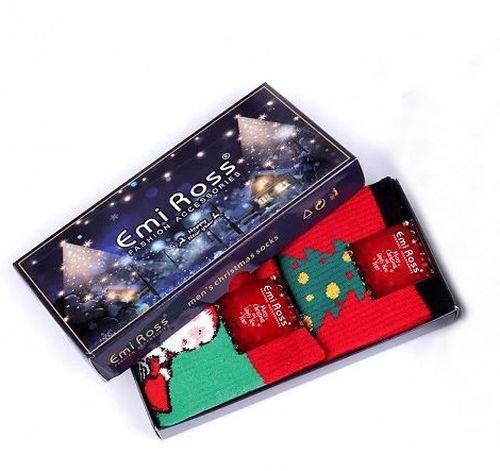 Vánoční ponožky v dárkovém balení 2 ks vel. 39-42 (zelené, červené)