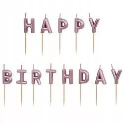Svíčky narozeninové Happy Birthday, 2,5 cm, rose gold