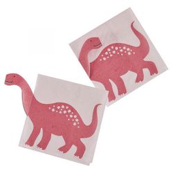 Girl Dinosaur Party - Ubrousky růžové 16 ks 1,5 cm