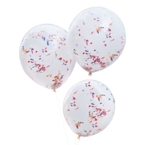 Balónky dvouvrstvé, bílé s s barevnými konfetami 3ks