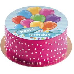 Fondánový list na dort Balónky Happy Birthday bez cukru 15,5cm