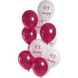 Balónky latexové Ruby Anniversary 40.výročí 33 cm 12 ks