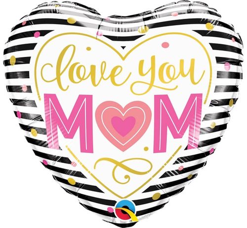 BALÓNEK fóliový srdce Love you Mom 45 cm