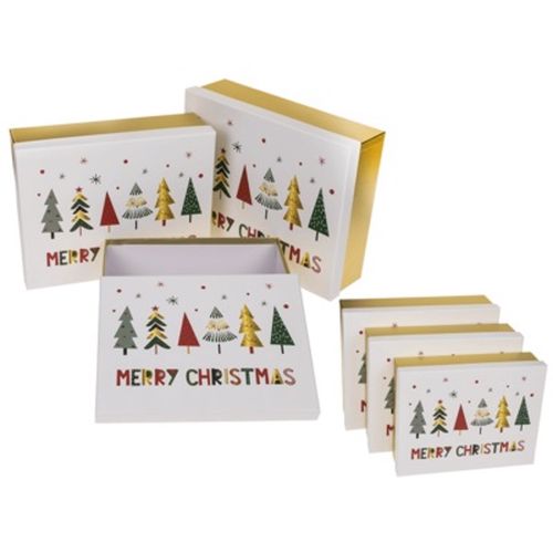 SET dárkových boxů zlaté Merry Christmas 36,2x29,5x11cm 3ks