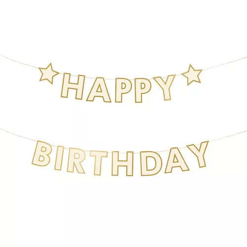Banner Happy Birthday papírový 220x14,5 cm