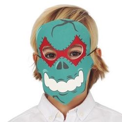 Maska dětská Lebka zelená 1 ks