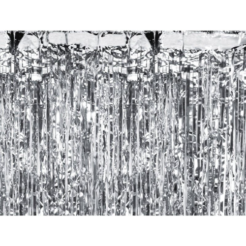 Dekorace závěs fóliový stříbrný 100x200cm