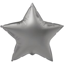 Balónek fóliový Hvězda Měsíční stříbro, saténový lesk 45 cm