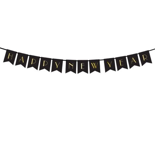 BANNER Happy New Year černý 15x170cm