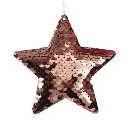 DEKORACE závěsná Hvězda s flitry Rose Gold 8cm 2ks